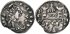 ITALIE, BERGAME, Commune (1236 - début du 14e s.), AR grosso da 4 denari (mezzo grosso). Au titre de Frédéric II de Hohenstaufen. D/ IMPRT- FREDERI/CV...
