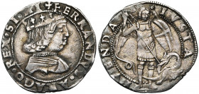 ITALIE, NAPLES, Ferdinand Ier d''Aragon (1458-1494), AR coronato, 1488-1494. D/ B. cour. à d. R/ L''archange Michel terrassant le dragon de sa lance. ...