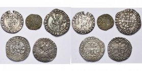 ITALIE, NAPLES, lot de 5 p.: Charles Ier d''Anjou (1266-1282), salut d''argent (Beau, ébréché); Charles II d''Anjou (1285-1309), denaro regale; Robert...