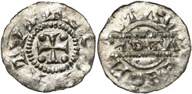 NEDERLAND, FRIESLAND, Graafschap, Egbert I (1038/1039-ca. 1050), AR denarius, Stavoren. Vz/ + ECBERTVS Kruis met vier punten in de hoeken. Kz/ OTΛ tu...