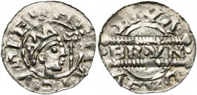 NEDERLAND, FRIESLAND, Graafschap, Bruno III (1050-1057), AR denarius, Leeuwarden. Vz/ Gekroond hoofd naar r., met daarvoor een scepter. Kz/ In het mid...