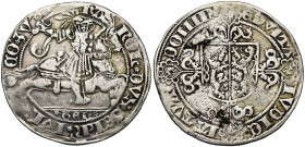 NEDERLAND, GELDERLAND, Hertogdom, Karel van Egmond (1492-1538), AR snaphaanschelling, na 1516, Nijmegen. Vz/ De hertog te paard naar r. In afsnede, *G...