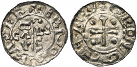 NEDERLAND, GRONINGEN, Bernulphus, bisschop van Utrecht (1046-1054), AR denarius. Vz/ Staf met legende BACVLVS in het veld. Kz/ Kruis met vier punten i...