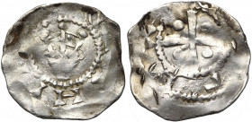 NEDERLAND, TIEL, keizerlijke munt, Hendrik IV (1056-1106), AR denarius. Vz/ Gekroond hoofd v.v. Kz/ Kruis met vier bolletjes in de hoeken. Ilisch I, 3...