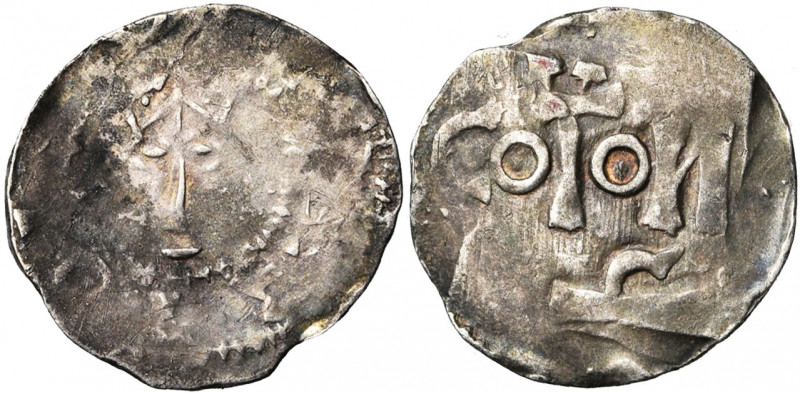 NEDERLAND, AR denarius, midden 11e eeuw, streek van Tiel. Keuls type. Vz/ Gekroo...