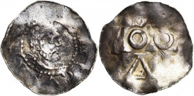 NEDERLAND, GEBIED NIJMEGEN-TIEL, Hendrik II (1014-1024), AR denarius. Vz/ [+ HEN]RICVS [I]M[P] Hoofd n. r. met baard. Kz/ / IIIOIO/A. Ilisch I, 8.14;...