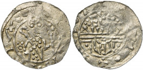 NEDERLAND, UTRECHT, Bisdom, Willem van Pont (1054-1076), AR denarius. Vz/ Bisschop met kruisscepter en kromstaf v.v. Links drie punten rond een ringet...