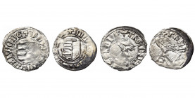 ROUMANIE, VOIVODAT DE VALACHIE, Vlad Ier (1364-1377), lot de 2 dinars. M.B.R. type III. Faiblesse de frappe.
presque Très Beau