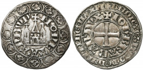 BRABANT, Duché, Jean III (1312-1355), AR gros au châtel brabançon, mai 1337, Anvers. D/ + MONETA ANDWP'' Châtel. Bordure de douze feuilles d''ache. R...