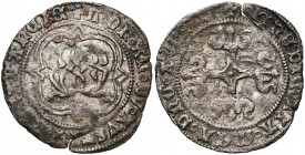 BRABANT, Duché, Philippe le Beau (1482-1506), AR gros, 1484, Anvers. D/ Grand M oncial dans un quadrilobe anglé. R/ Croix fleuronnée. G.H. 55-1; W. 54...