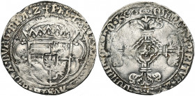 BRABANT, Duché, Philippe le Beau (1482-1506), AR double patard, 1500, Anvers. D/ Ecu couronné d''Autriche-Bourgogne. R/ Croix fleuronnée, un lion en c...
