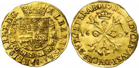 BRABANT, Duché, Albert et Isabelle (1598-1621), AV double albertin, 1602, Anvers. D/ Ecu couronné, entouré du collier de la Toison d''or. R/ Croix de ...