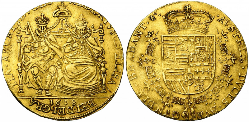 BRABANT, Duché, Albert et Isabelle (1598-1621), AV double souverain, 1618, Bruxe...