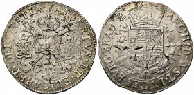 BRABANT, Duché, Albert et Isabelle (1598-1621), AR patagon, 1618, Anvers. D/ Croix de Bourgogne sous une couronne, portant le bijou de la Toison d''or...
