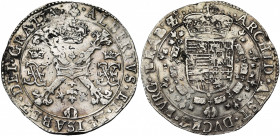 BRABANT, Duché, Albert et Isabelle (1598-1621), AR patagon, s.d. (1612-1621), Bruxelles. D/ Croix de Bourgogne sous une couronne, portant le bijou de ...