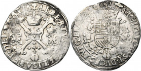 BRABANT, Duché, Albert et Isabelle (1598-1621), AR quart de patagon, 1617, Bois-le-Duc. D/ Croix de Bourgogne, sous une couronne, entre les monogramme...