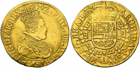 BRABANT, Duché, Philippe IV (1621-1665), AV double souverain, 1642, Anvers. Deuxième type. D/ B. couronné à d., au mince collet. R/ Ecu couronné, ento...