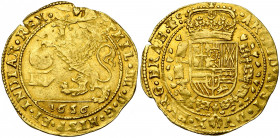 BRABANT, Duché, Philippe IV (1621-1665), AV souverain (lion d''or), 1656, Anvers. D/ Lion couronné deb. à g., brandissant une épée, la patte posée sur...