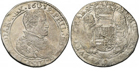 BRABANT, Duché, Philippe IV (1621-1665), AR demi-ducaton, 1639, Anvers. Deuxième type. D/ B. dr. et cuir. à d. R/ Ecu couronné, tenu par deux lions. E...