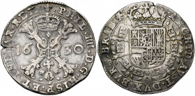 BRABANT, Duché, Philippe IV (1621-1665), AR patagon, 1630, Bruxelles. D/ Croix de Bourgogne sous une couronne, portant le bijou de la Toison d''or. R/...