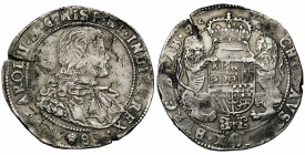 BRABANT, Duché, Charles II (1665-1700), AR ducaton, 1683, Bruxelles. Deuxième type. D/ B. juvénile à d., les cheveux longs, une large cravate au cou. ...