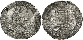 BRABANT, Duché, Charles II (1665-1700), AR demi-ducaton, 1683, Bruxelles. Deuxième type. D/ B. juvénile à d., les cheveux longs, une large cravate au ...
