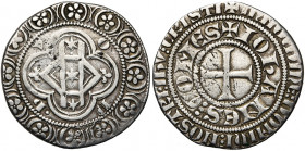 HAINAUT, Comté, Jean II d''Avesnes (1280-1304), AR gros (vieux gros ?). D/ Monogramme de Hainaut orné de trois étoiles, dans un quadrilobe cantonné de...