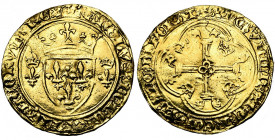 TOURNAI, atelier royal français, Charles VII (1422-1461), AV écu d''or à la couronne (écu neuf), 6e émission (mai 1450), point 16e. Couronnelles initi...