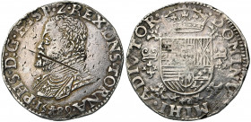 TOURNAI, Seigneurie, Philippe II (1555-1598), AR demi-écu Philippe, 1589. D/ B. cuir. à g. R/ Ecu couronné avec écusson de Portugal en surtout sur une...