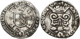 TOURNAI, Seigneurie, Albert et Isabelle (1598-1621), billon demi-réal, 1611. D/ Ecu d''Autriche-Bourgogne couronné, posé sur une croix de Bourgogne, a...