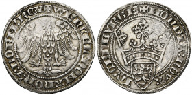 LUXEMBOURG, Duché, Wenceslas II (1383-1388), AR gans, s.d. (1384-1388), Luxembourg. D/ + WENCEL'' ROMANOR'' Z BOEM'' REX Aigle éployée, t. à g. R/ + M...