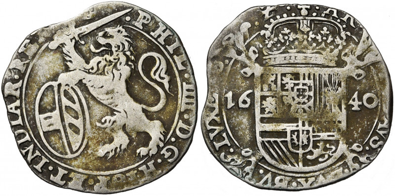 LUXEMBOURG, Duché, Philippe IV (1621-1665), AR escalin, 1640, Luxembourg. D/ Lio...