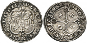 VLAANDEREN, Graafschap, Margaretha van Constantinopel (1244-1280), AR dubbele sterling met de adelaar, vanaf januari 1269, Aalst. Vz/ + FLANDRIE AC ...