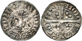 VLAANDEREN, Graafschap, Robrecht van Béthune (1305-1322), AR sterling met de adelaar, Aalst. Vz/ +R COMS FLADRIE Tweekoppige adelaar. Kz/ MON-TA...