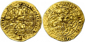 VLAANDEREN, Graafschap, Lodewijk van Male (1346-1384), AV kwart gouden schild met de adelaar (quart d''écu à l''aigle), 1352-1353, Brugge. Vz/ De geze...
