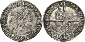 VLAANDEREN, Graafschap, Philips de Stoute (1384-1404), AR dubbele groot botdrager, 1389-1404, Gent, Mechelen en Brugge. Vz/ Zittende leeuw n. l. Kz/ L...