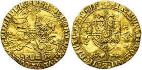VLAANDEREN, Graafschap, Philips de Goede (1419-1467), AV gouden rijder, 1433-1447, Gent. Vz/ De hertog te paard n. r. met een opgeheven zwaard in de r...