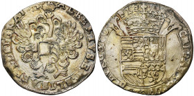 VLAANDEREN, Graafschap, Albrecht en Isabella (1598-1621), AR pauwenschelling, z.j. (1612-1621), Brugge. Vz/ Gekroonde pauw met het wapenschild Oostenr...