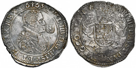 VLAANDEREN, Graafschap, Philips IV (1621-1665), AR dukaton, 1665, Brugge. Tweede type. Vz/ Geharnarst bb. r. Kz/ Gekroond wapenschild gesteund door tw...