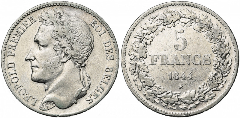 BELGIQUE, Royaume, Léopold Ier (1831-1865), AR 5 francs, 1844. Pos. B. Bogaert 2...