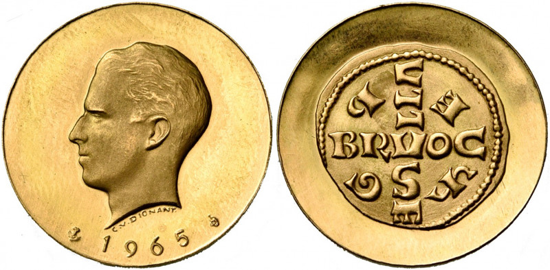 BELGIQUE, Royaume, Baudouin (1951-1993), AV médaille, 1965. Millénaire de l''ate...