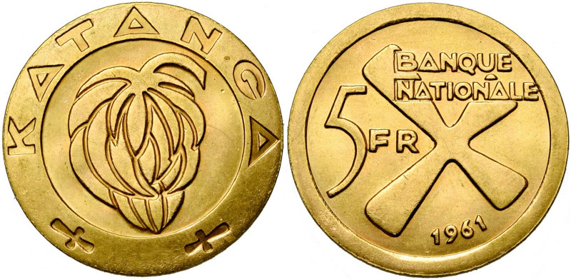 CONGO, KATANGA, République (1960-1963), AV 5 francs, 1961. Fr. 1.
Superbe