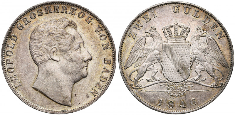 ALLEMAGNE, BADE, Leopold (1830-1852), AR 2 Gulden, 1846. J. 63; A.K.S. 91. Petit...