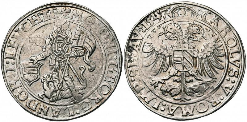 ALLEMAGNE, LEUCHTENBERG, Georg III (1531-1555), AR Taler, 1547, Pfreimd. Au titr...