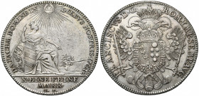 ALLEMAGNE, NUREMBERG, Ville impériale, AR Konventionstaler, 1761SF. Au titre de François Ier. D/ Noris assise à d., appuyée sur l''écu de la ville, mo...