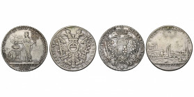 ALLEMAGNE, NUREMBERG, Ville impériale, lot de 2 p.: Taler, 1763SF, au titre de François Ier, Paix de Hubertsbourg; Taler, 1768SR, au titre de Joseph I...
