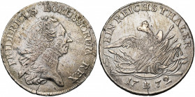 ALLEMAGNE, PRUSSE, Royaume, Friedrich II (1740-1786), AR Taler, 1772B, Breslau. D/ B. l. à d. R/ L''aigle prussien sur des trophées d''armes. von Schr...