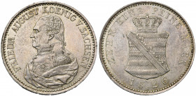 ALLEMAGNE, SAXE, Royaume, Friedrich August Ier (1806-1827), AR Taler, 1826S. J. 41; A.K.S. 30; Dav. 831. Petits coups sur la tranche.
Très Beau à Sup...