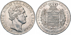 ALLEMAGNE, SAXE, Royaume, Friedrich August II (1836-1854), AR double Taler, 1851F. J. 78; A.K.S. 94. Nettoyé.
Très Beau à Superbe