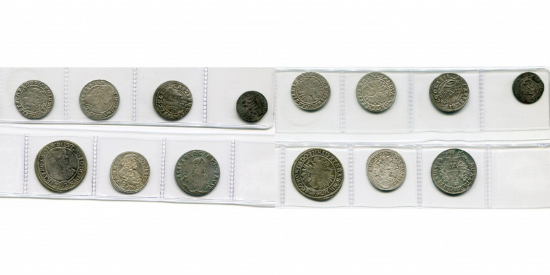 ALLEMAGNE, lot de 7 p., dont: Silésie, Liegnitz-Brieg, 3 Kreuzer, 1656, 1661; Mû...